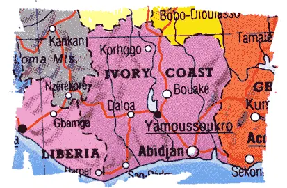 Ivoorkust aan de Afrikaanse Westkust