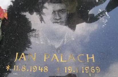 Gedenksteen voor Jan Palach in Praag