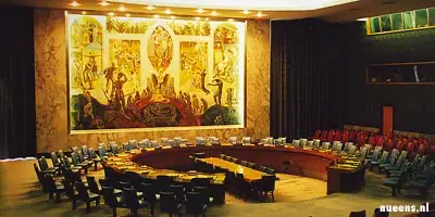 Belgie wordt lid van de VN, Eén van de vergaderzalen in het VN hoofdkantoor in New York